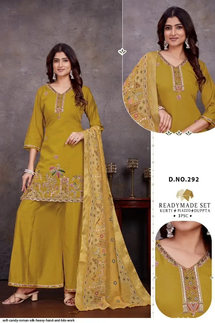 SOFT CANDY ROMAN SILK HEAVY HAND AND BITS WORK 292