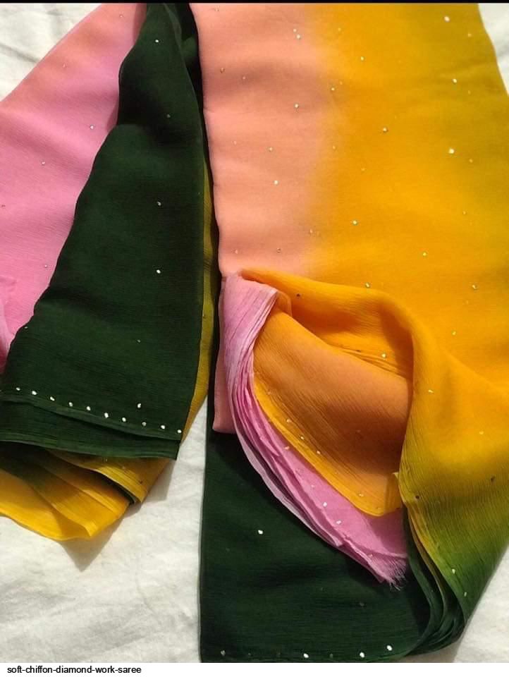 Buy Festival Wear Pink Moss Chiffon Thread Work Saree Online From Surat  Wholesale Shop.