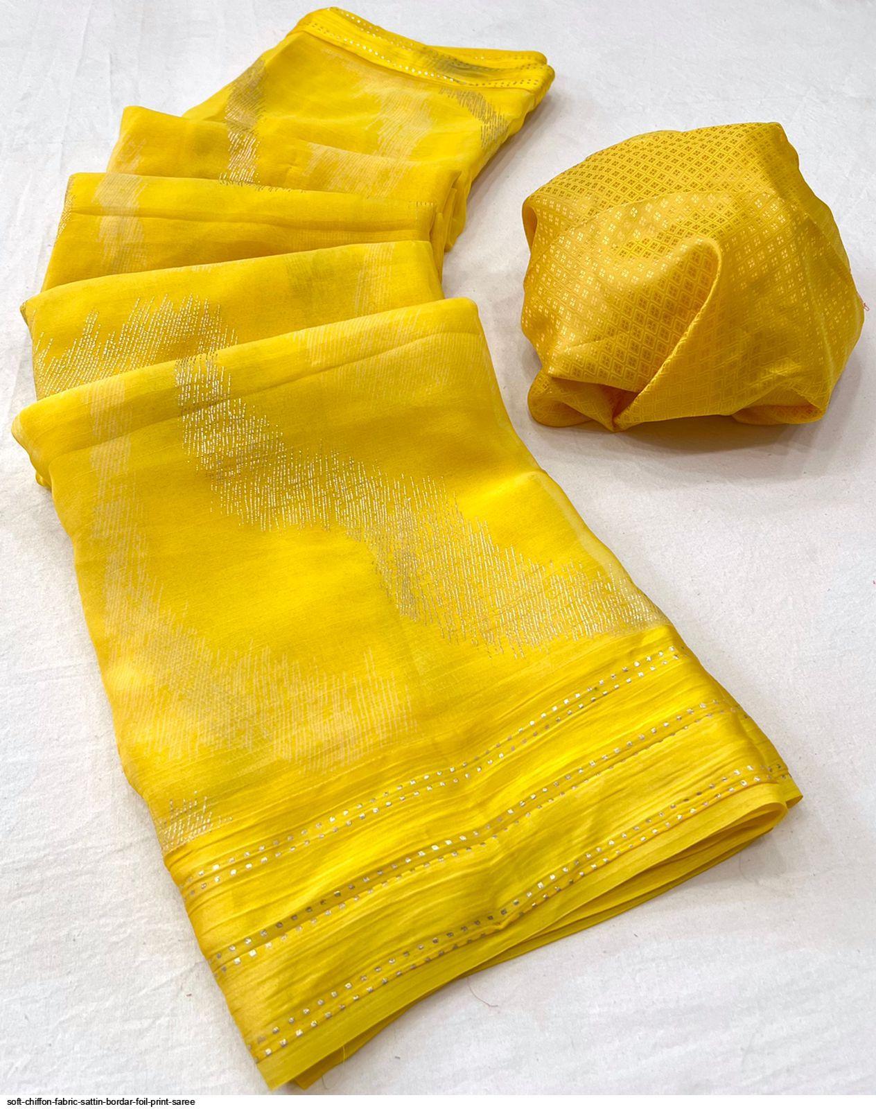 Soft Chiffon Fabric Sattin Bordar Foil Print SAREE