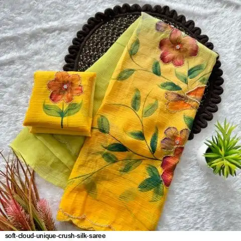 Soft Unique Soft Cloud UNIQUE Crush Silk Saree