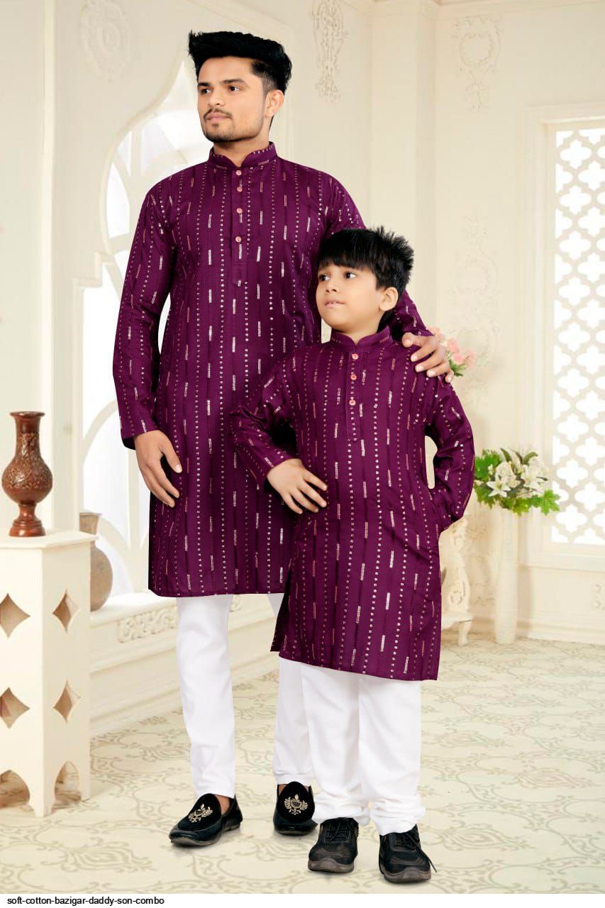 SOFT COTTON BAZIGAR DADDY SON COMBO 3