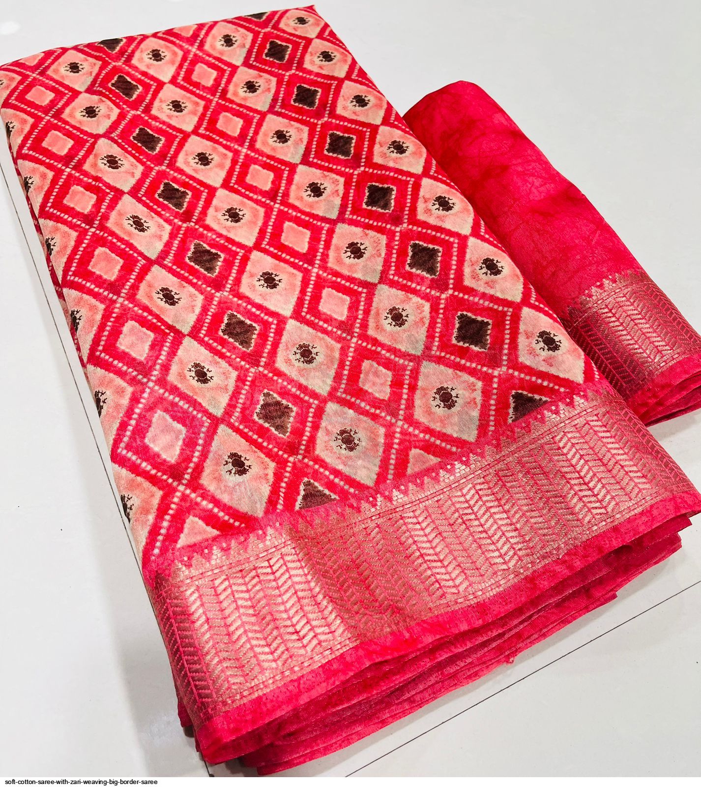 Mustard Orange, Violet and Pink Cotton Saree - D9659 – JP Silks