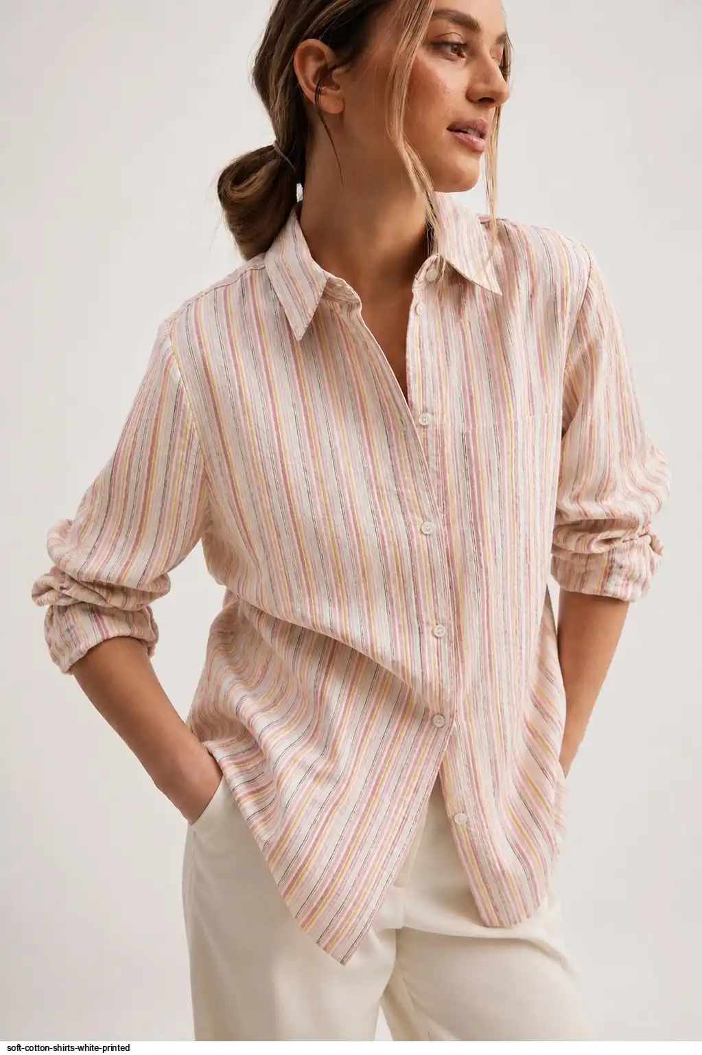 SOFT COTTON SHIRTS WHITE PRINTED B