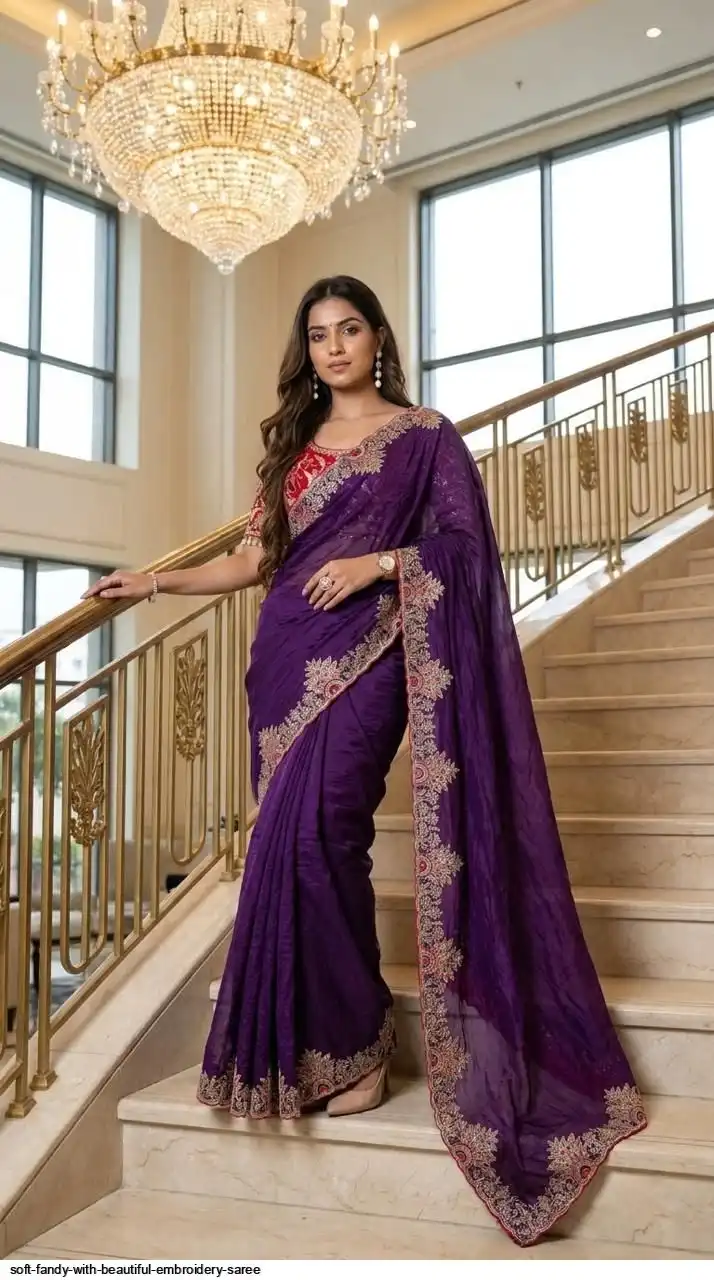 SOFT FANDY WITH BEAUTIFUL EMBROIDERY SAREE 3
