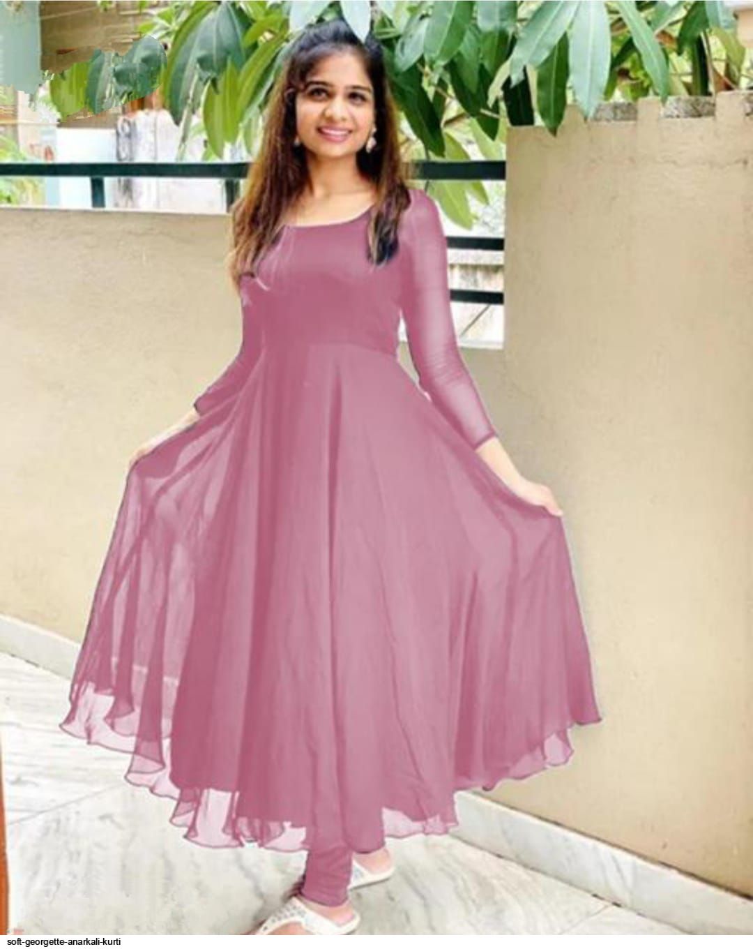 Georgette on sale anarkali kurtis