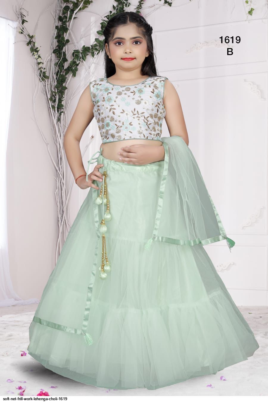 Buy Moss Green Lehenga Saree In Crepe With Frill Drape And Hand Embroidered  Choli Using Cut Dana Jaal KALKI Fashion India