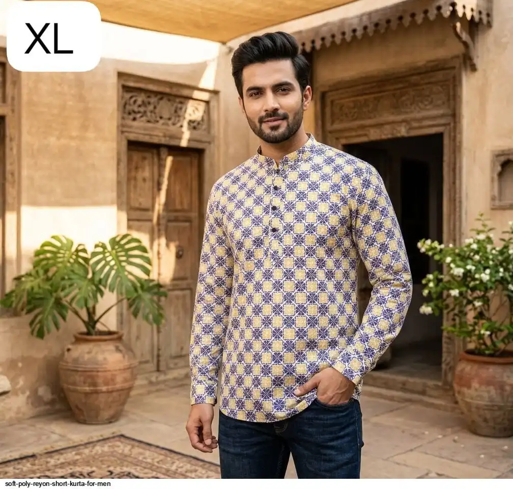 SOFT POLY REYON SHORT KURTA FOR MEN 5