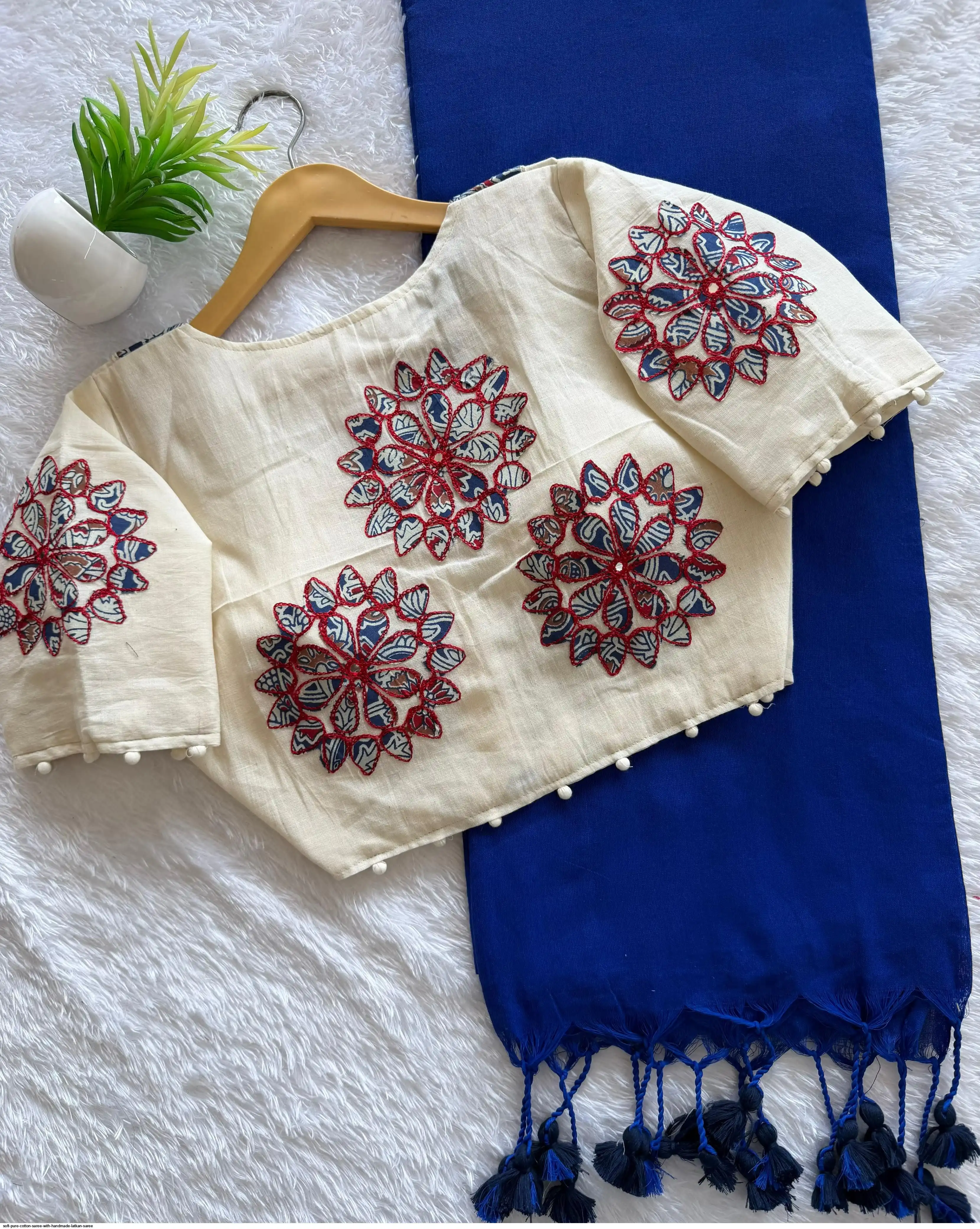 SOFT PURE COTTON SAREE WITH HANDMADE LATKAN SAREE 6