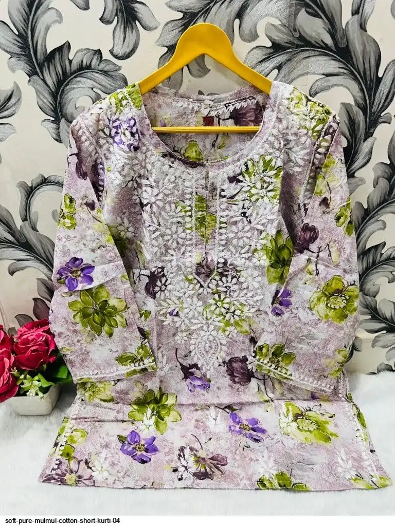 SOFT PURE MULMUL COTTON SHORT KURTI 04