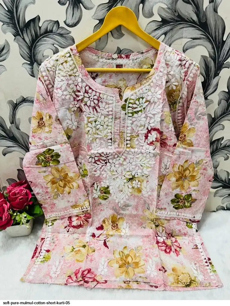 SOFT PURE MULMUL COTTON SHORT KURTI 05