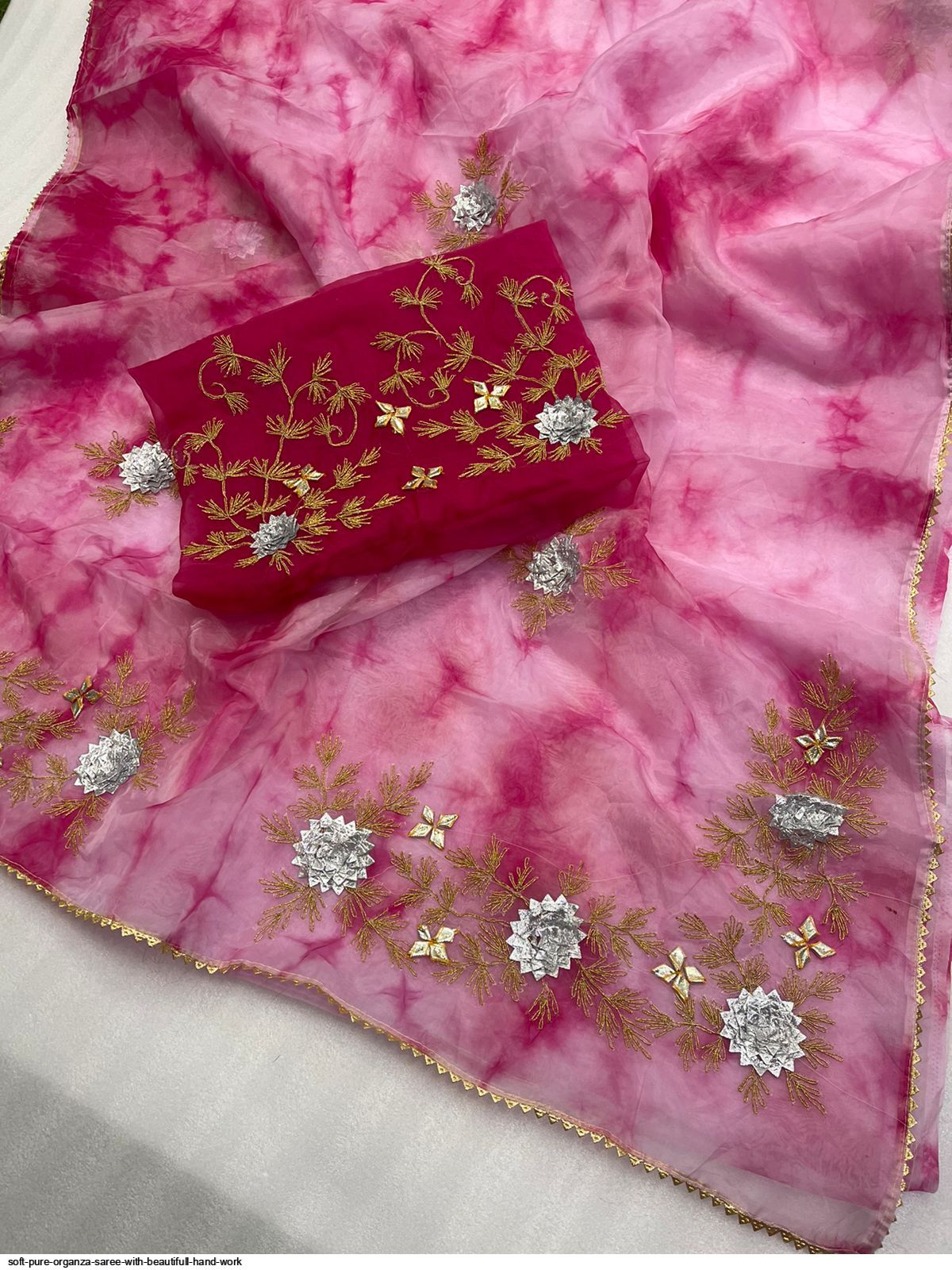 Soft Pure Organza Saree With Beautifull Hand Work