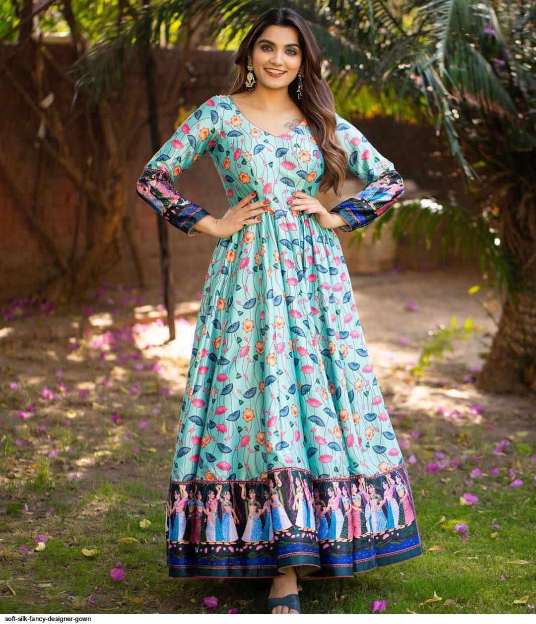 Pink Floral Embroidered Net Anarkali Style Gown