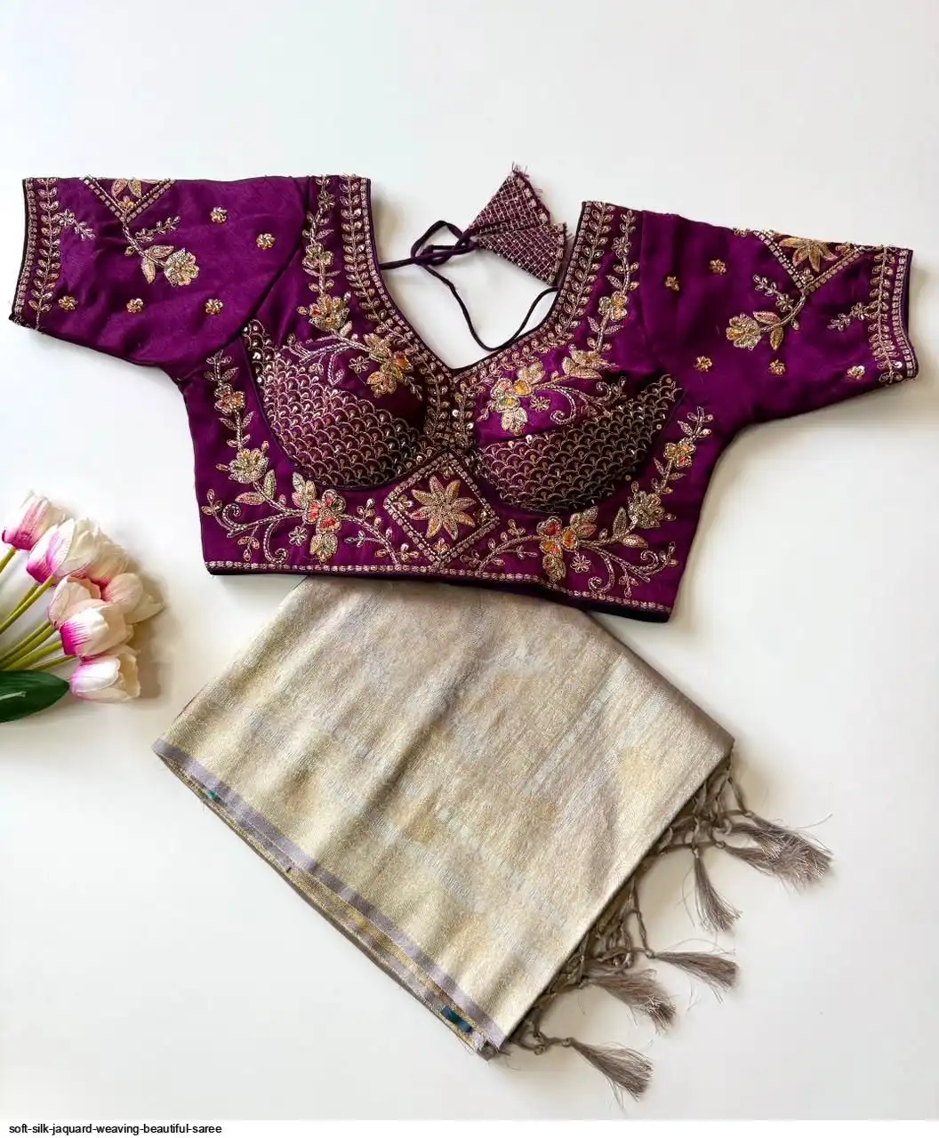 SOFT SILK JAQUARD WEAVING BEAUTIFUL SAREE 2