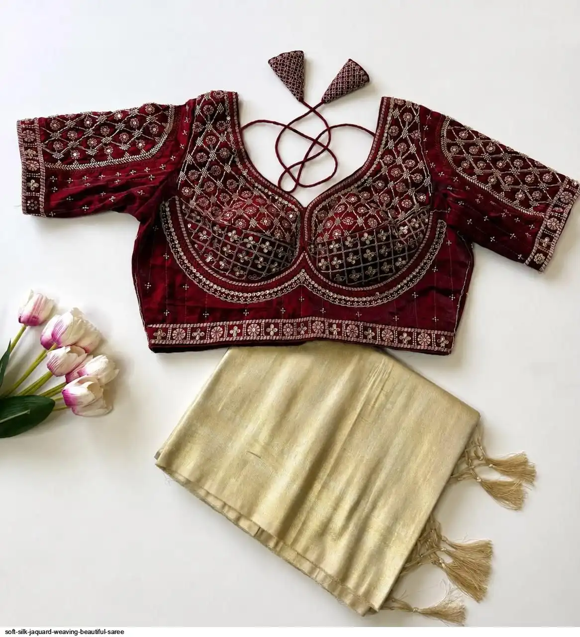 SOFT SILK JAQUARD WEAVING BEAUTIFUL SAREE 4
