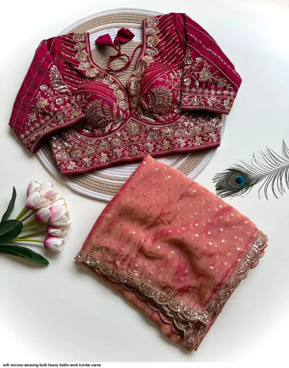 SOFT VISCOSE WEAVING BUTTI HEAVY BIDDS WORK BORDAR SAREE 5