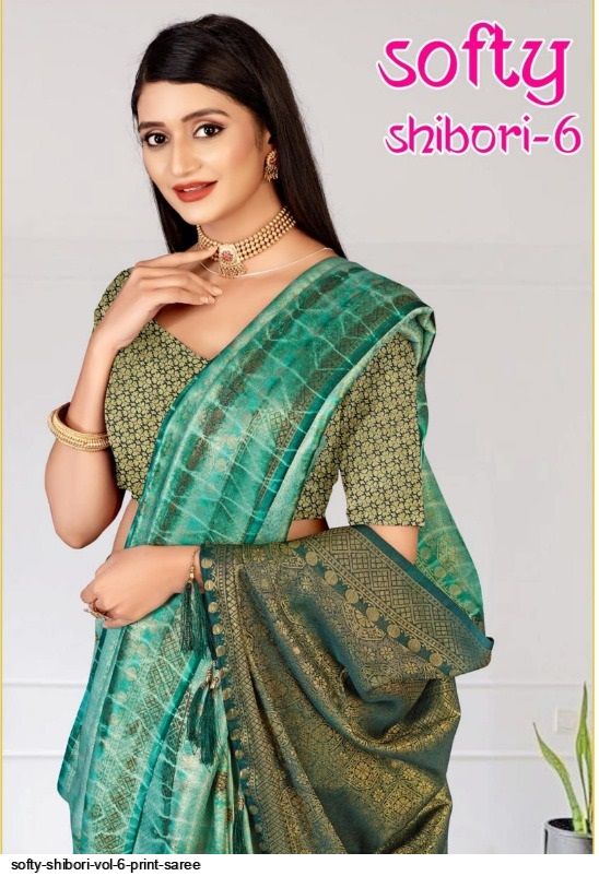 Roop Sundari Sarees Women's Chiffon Shibori Printed Saree With Blouse ( Shibori Blue)Sarees New Collection 2024