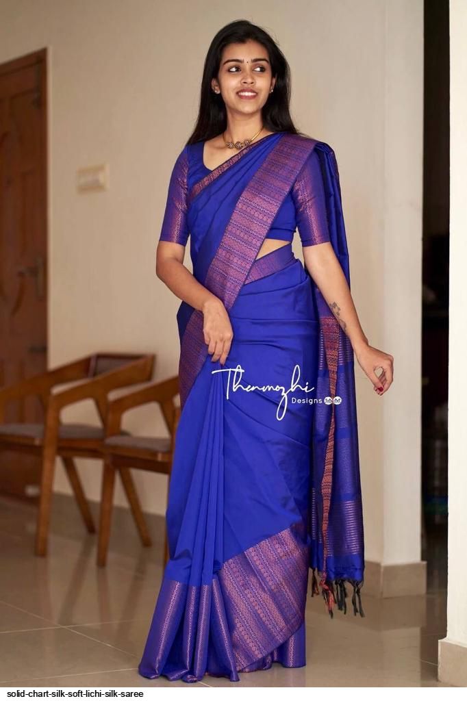 SOLID CHART SILK SOFT LICHI SILK SAREE C