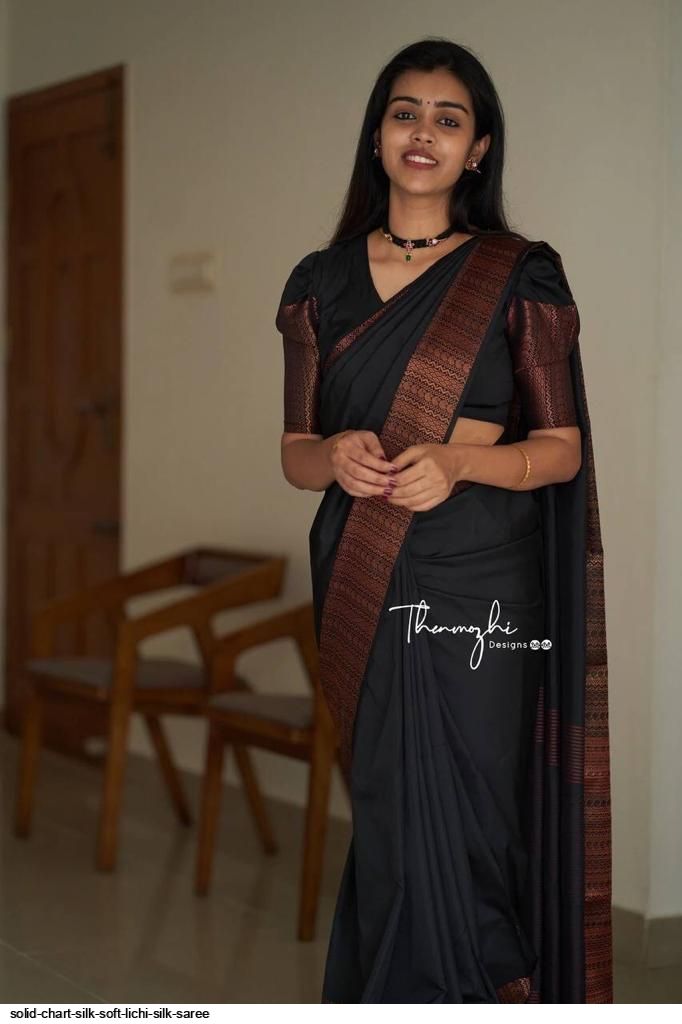 SOLID CHART SILK SOFT LICHI SILK SAREE A