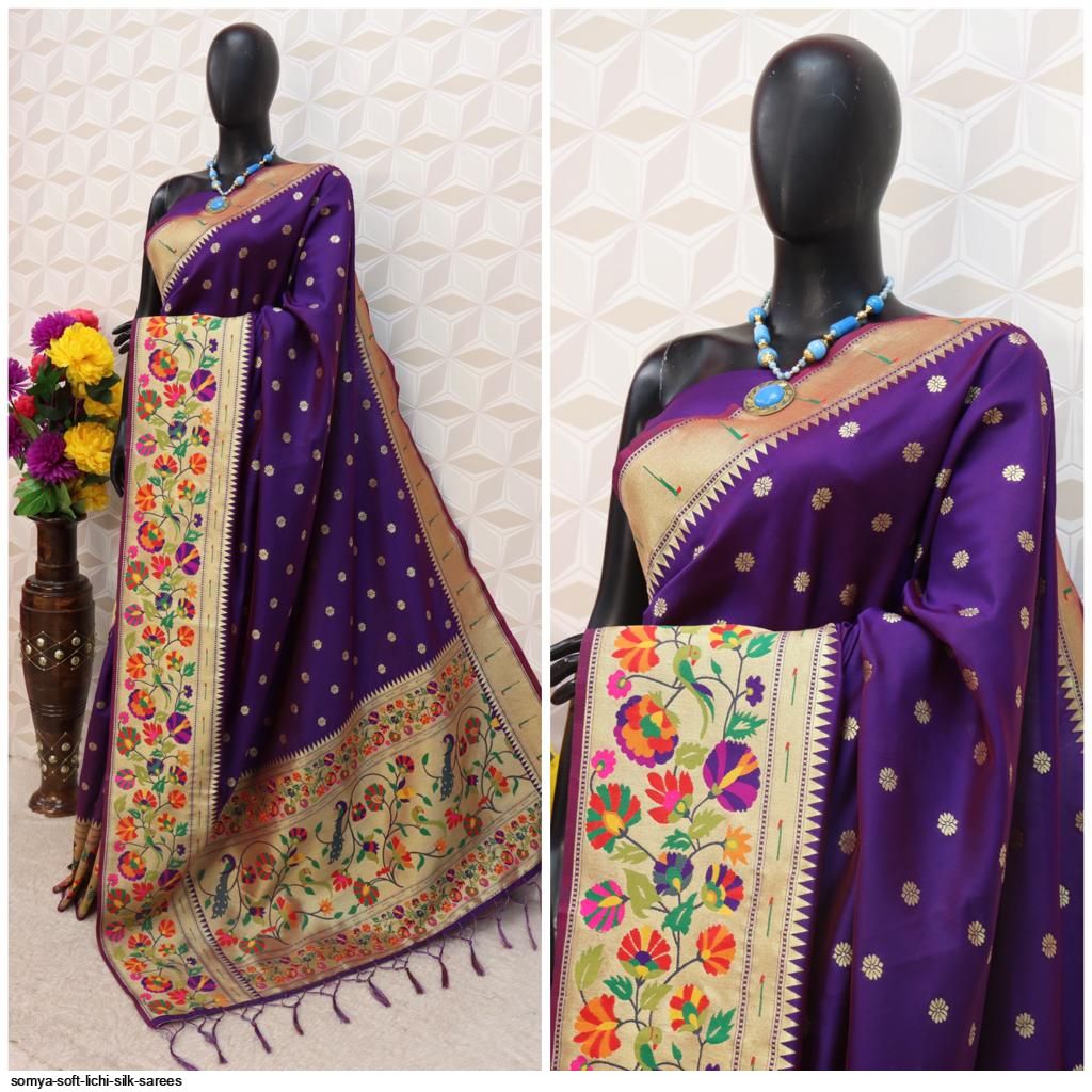 SOMYA SOFT LICHI SILK SAREES A