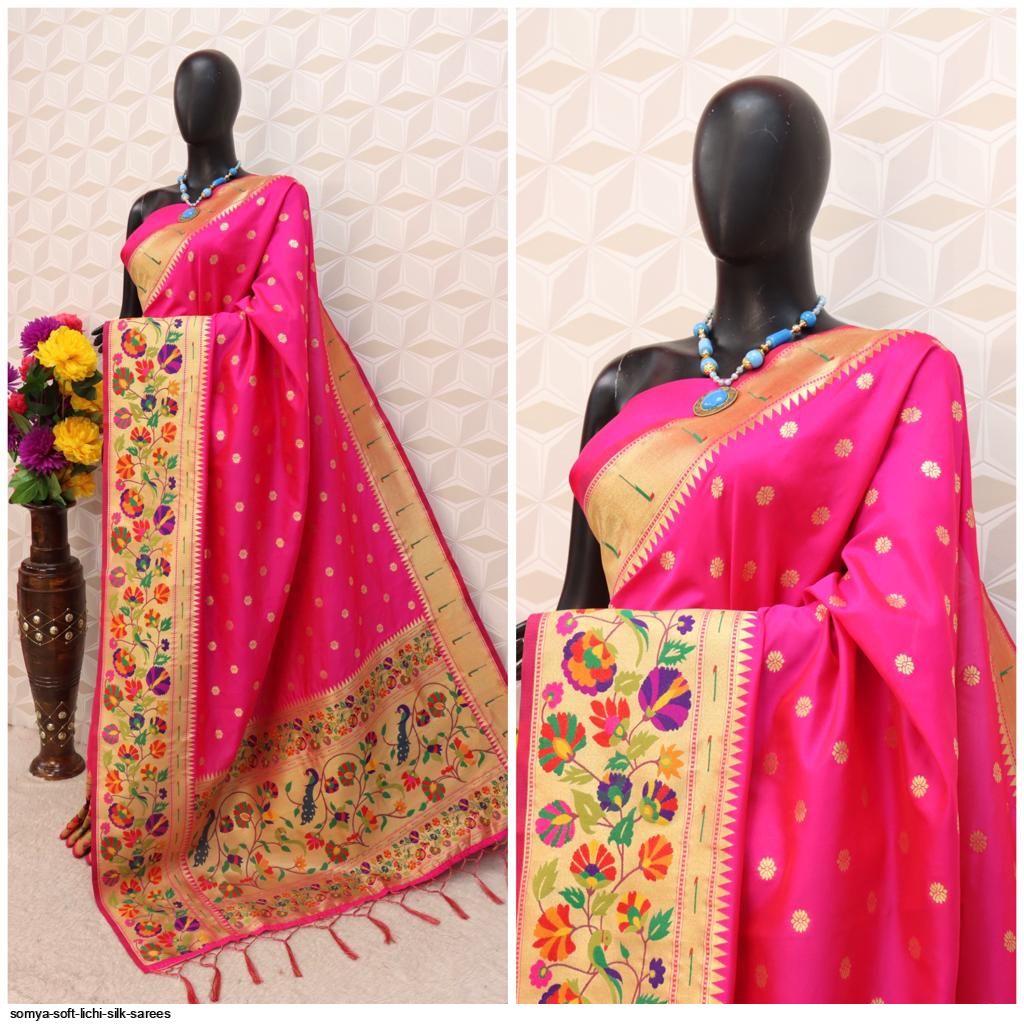SOMYA SOFT LICHI SILK SAREES F