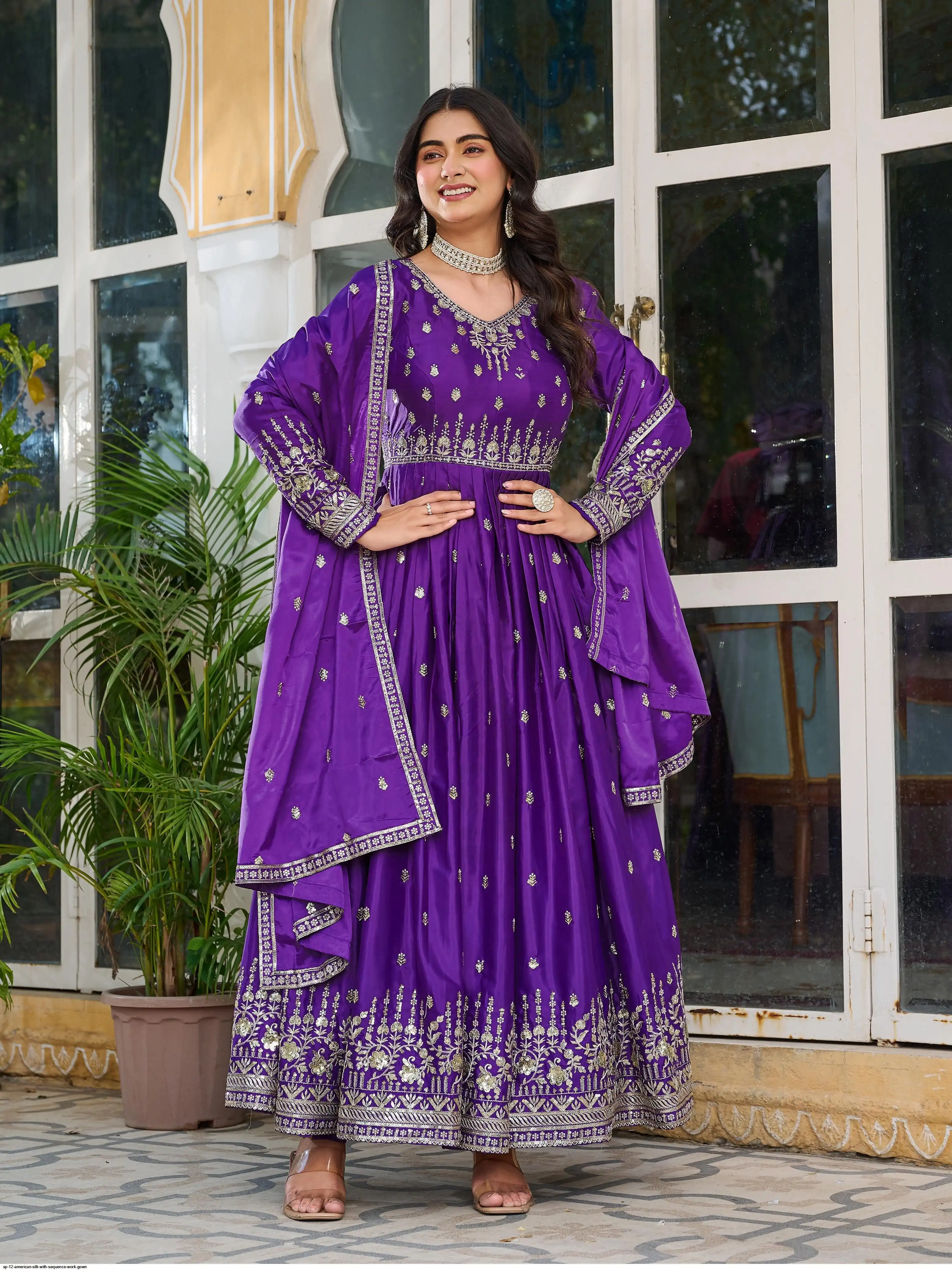 SP 12 AMERICAN SILK WITH SEQUENCE WORK GOWN A