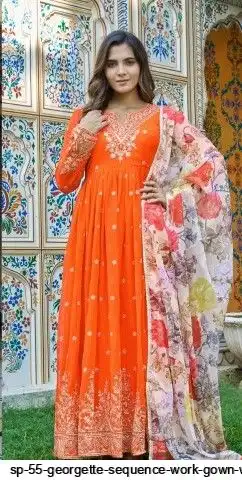 SP 55 GEORGETTE SEQUENCE WORK GOWN WHOLESALE CATALOG B