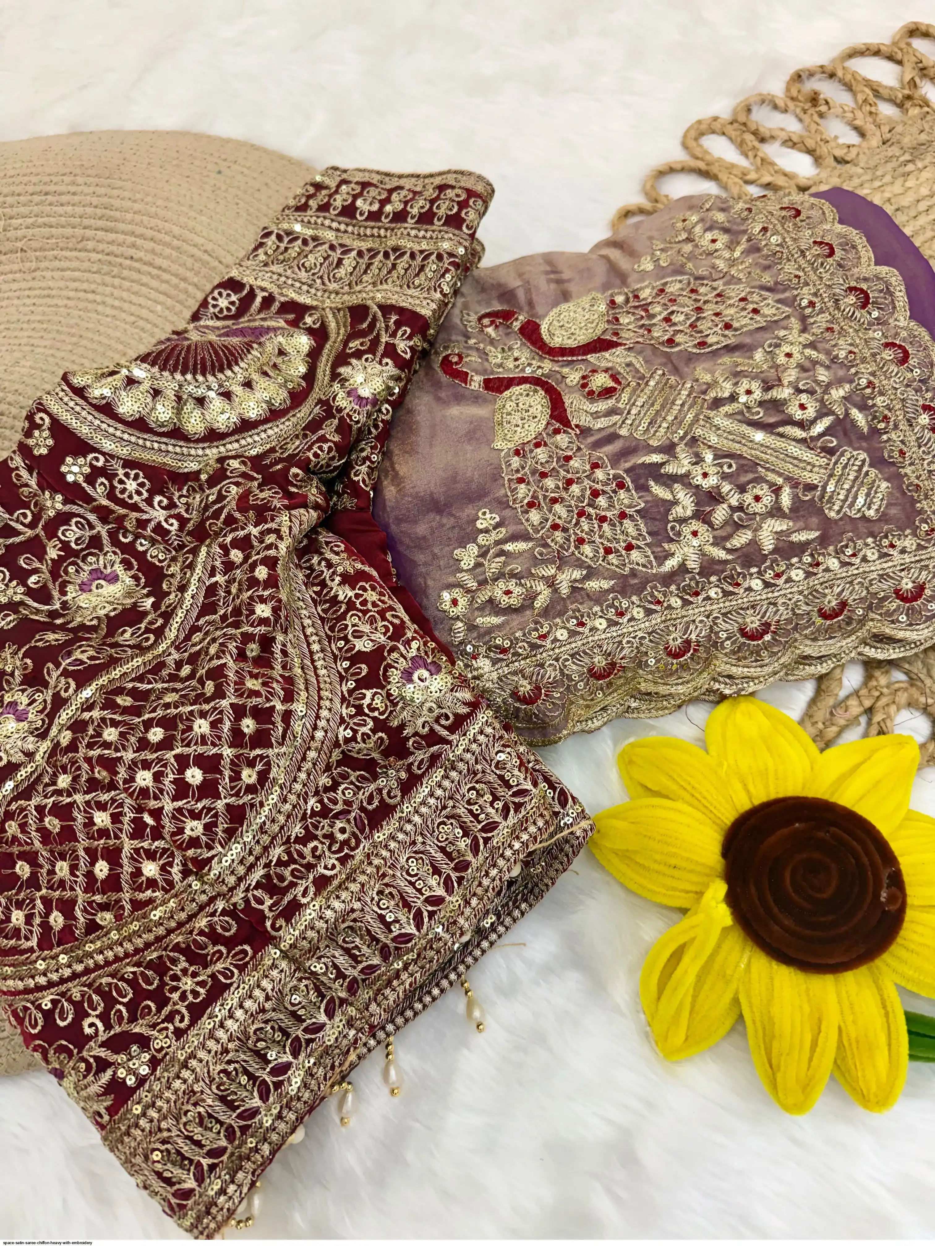 SPACE SATIN SAREE CHIFFON HEAVY WITH EMBROIDERY 2