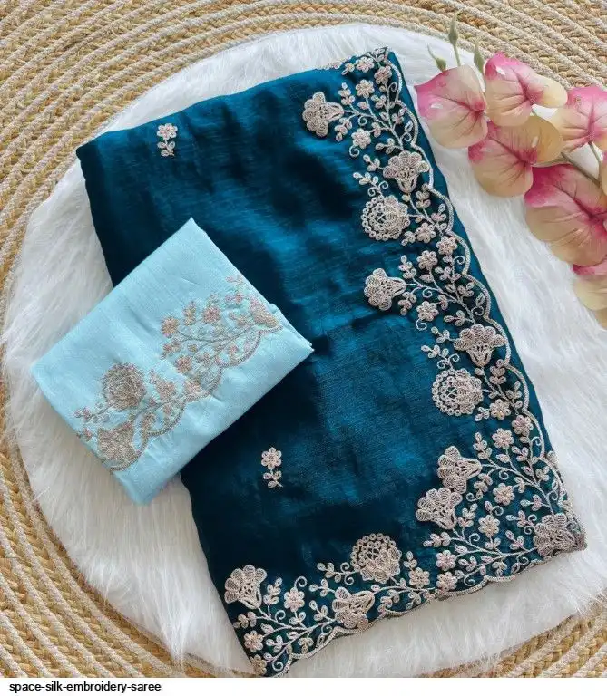 SPACE SILK EMBROIDERY SAREE
