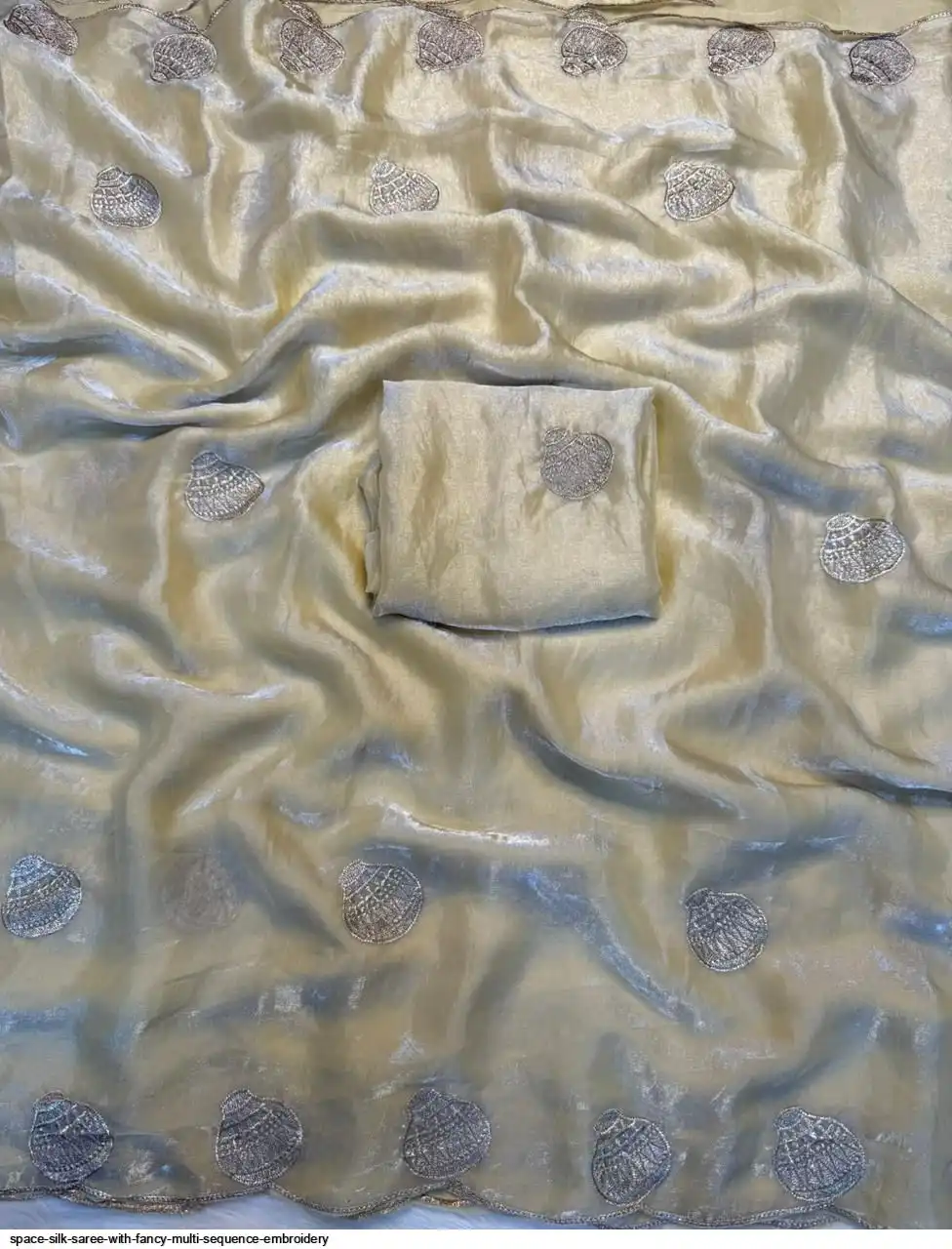 SPACE SILK SAREE WITH FANCY MULTI SEQUENCE EMBROIDERY B