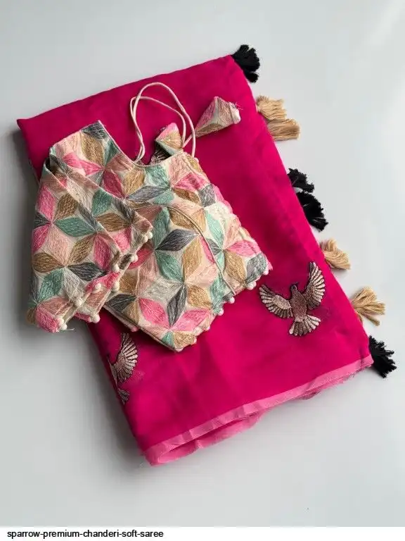 SPARROW PREMIUM CHANDERI SOFT SAREE 8