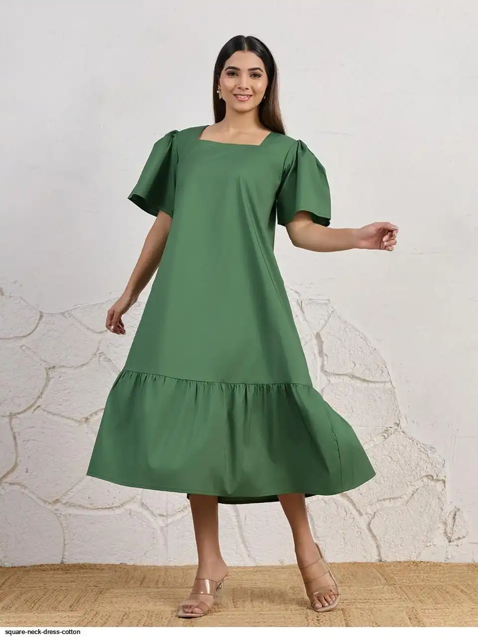 SQUARE NECK DRESS COTTON D