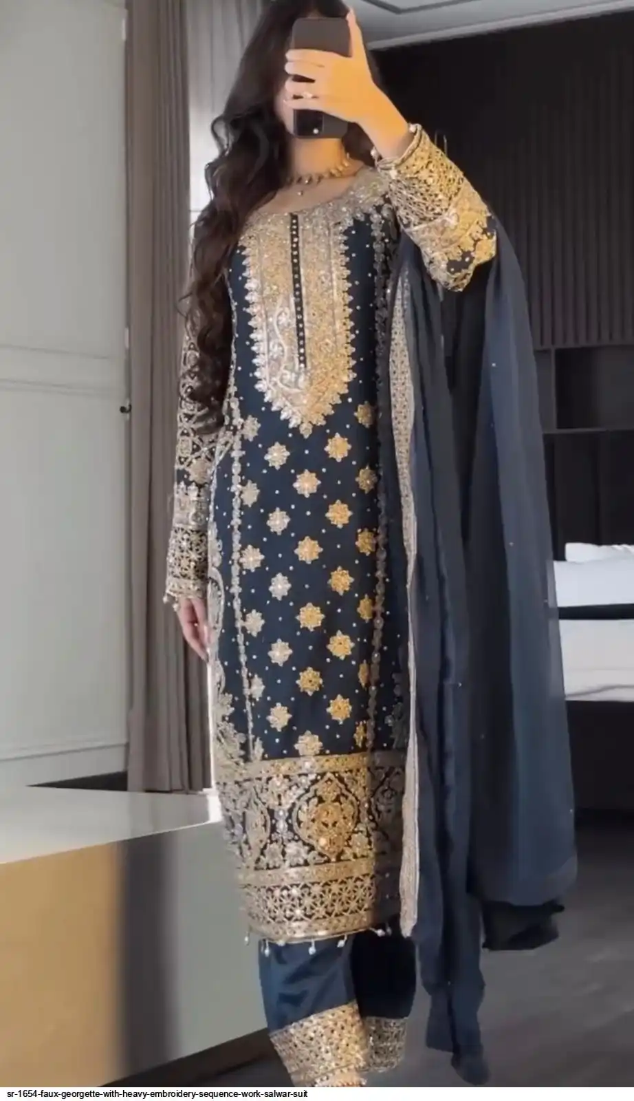 SR 1654 FAUX GEORGETTE WITH HEAVY EMBROIDERY SEQUENCE WORK SALWAR SUIT 4