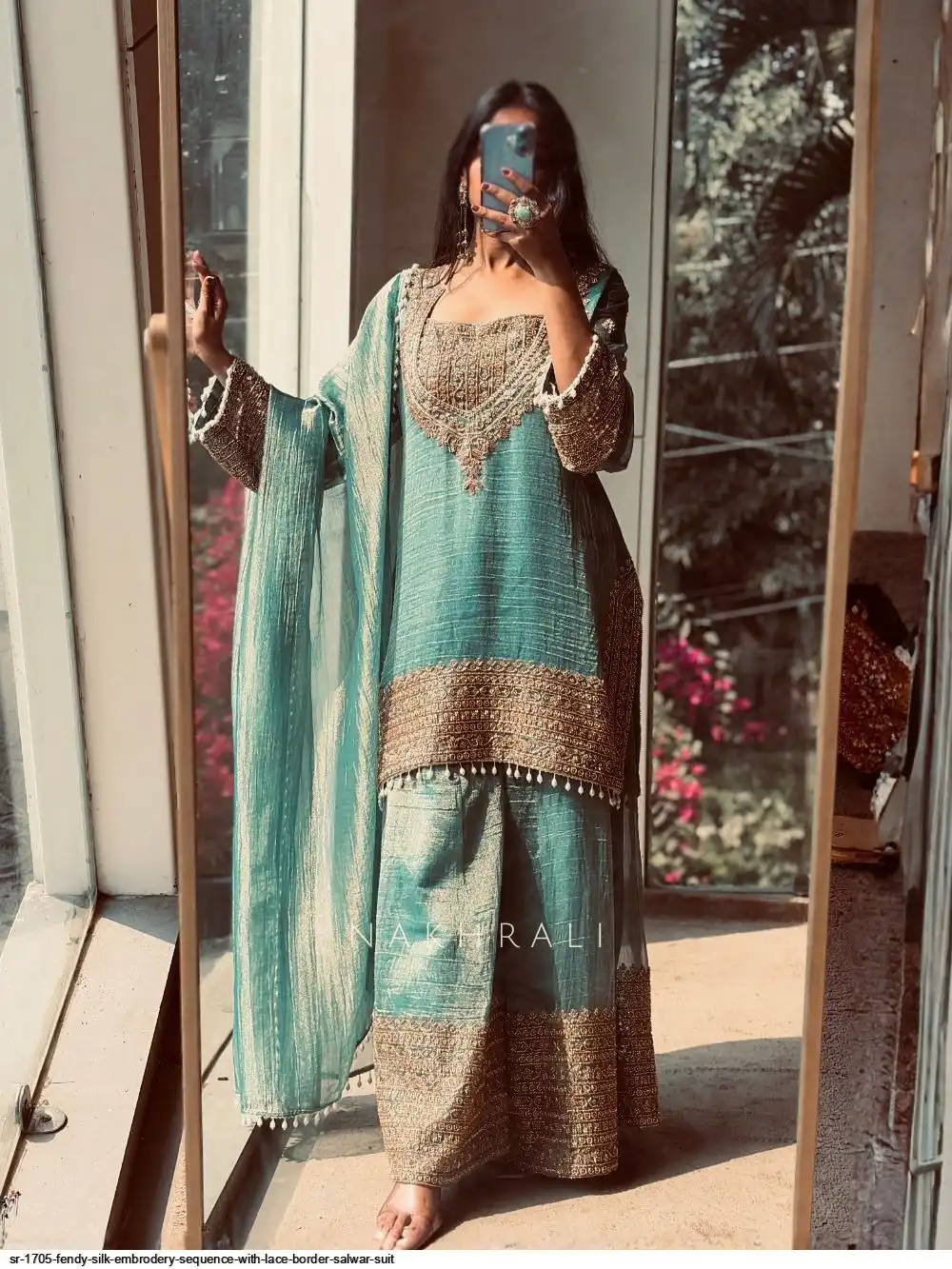 SR 1705 FENDY SILK EMBRODERY SEQUENCE WITH LACE BORDER SALWAR SUIT 1