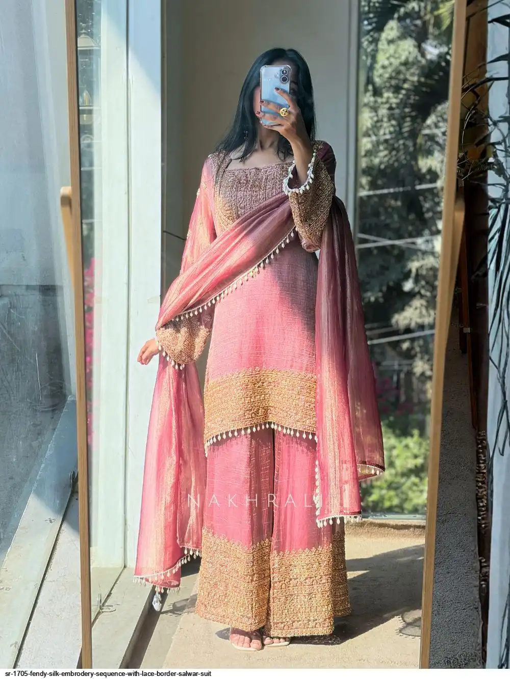 SR 1705 FENDY SILK EMBRODERY SEQUENCE WITH LACE BORDER SALWAR SUIT 2