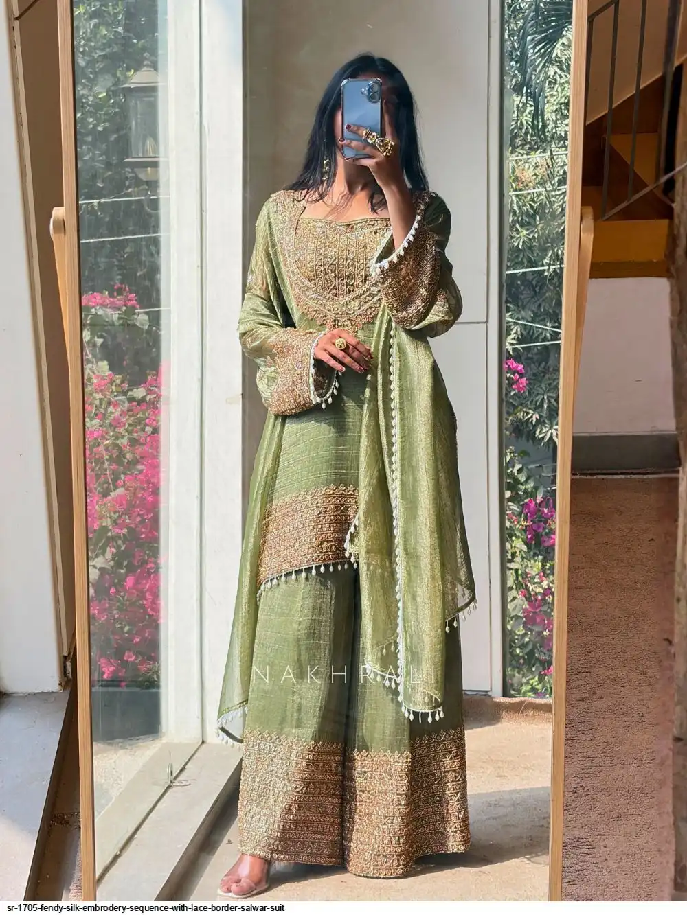SR 1705 FENDY SILK EMBRODERY SEQUENCE WITH LACE BORDER SALWAR SUIT 3