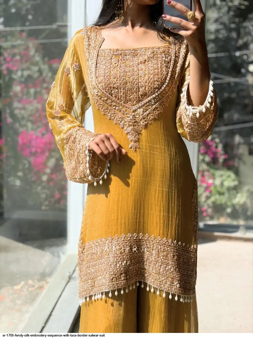 SR 1705 FENDY SILK EMBRODERY SEQUENCE WITH LACE BORDER SALWAR SUIT 5