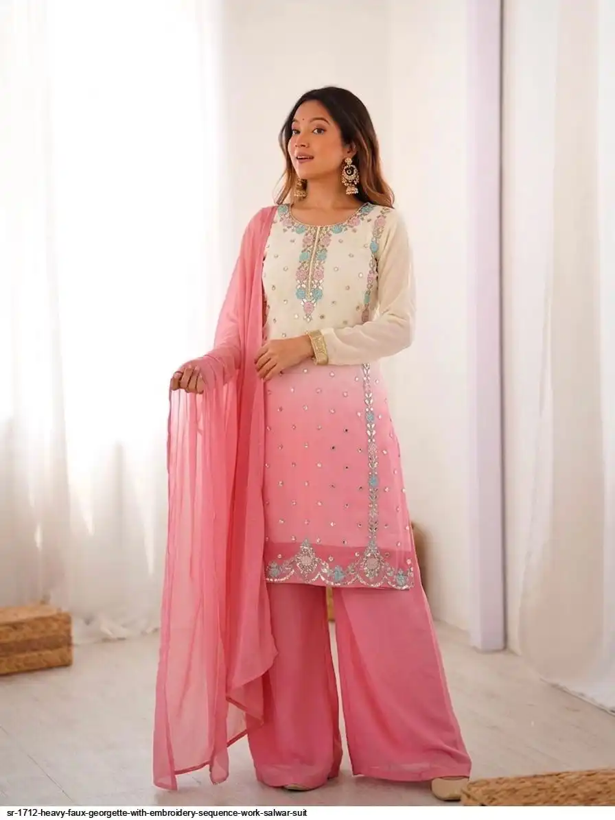 SR 1712 HEAVY FAUX GEORGETTE WITH EMBROIDERY SEQUENCE WORK SALWAR SUIT 1