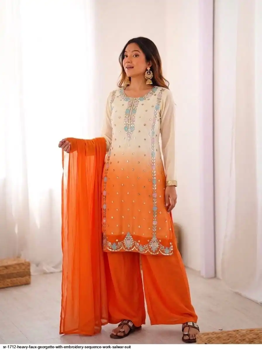 SR 1712 HEAVY FAUX GEORGETTE WITH EMBROIDERY SEQUENCE WORK SALWAR SUIT 2