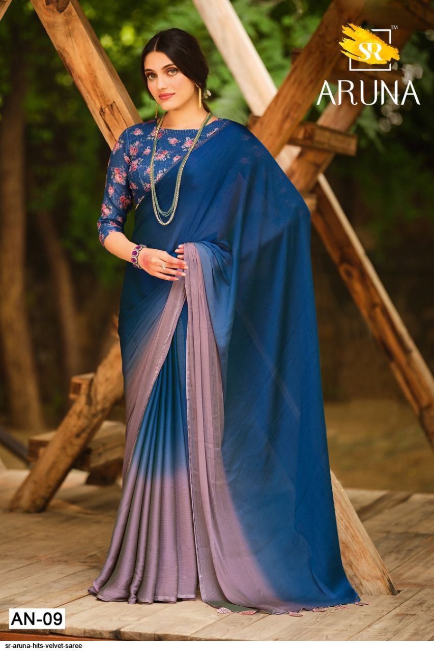 Gorgeous Look With Lovely Purple 9000 Velvet Designer Saree For Functional  Wear – Kaleendi