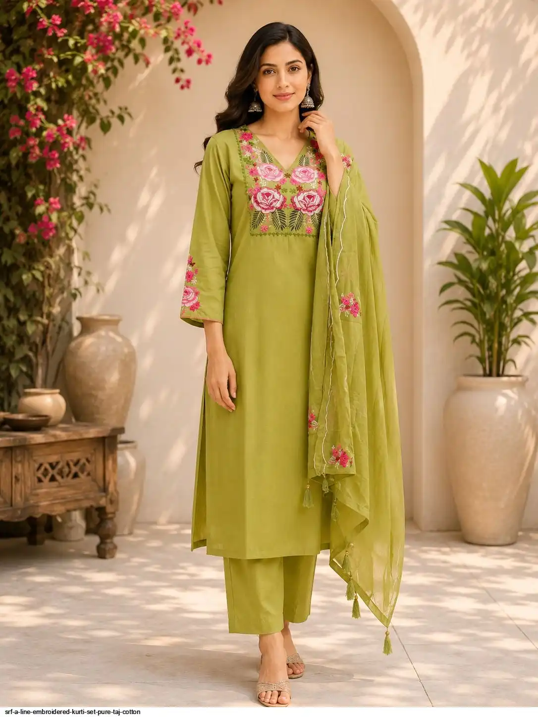 SRF A LINE EMBROIDERED KURTI SET PURE TAJ COTTON C