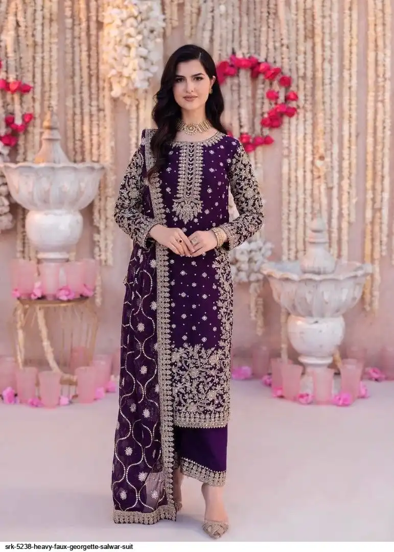 SRK 5238 HEAVY FAUX GEORGETTE SALWAR SUIT A