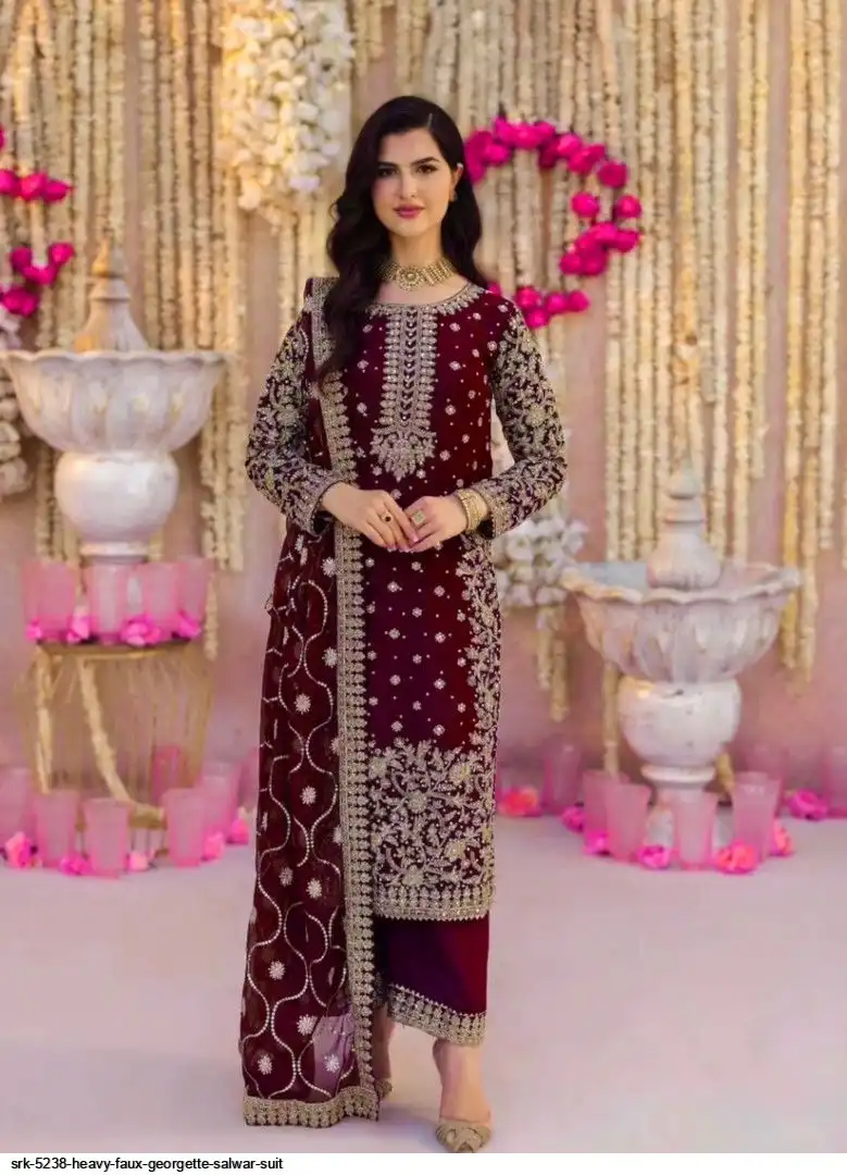 SRK 5238 HEAVY FAUX GEORGETTE SALWAR SUIT C