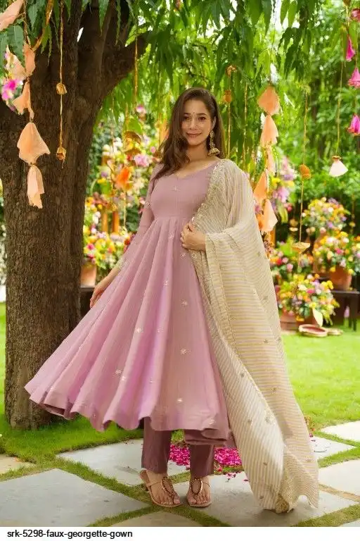 SRK 5298 FAUX GEORGETTE GOWN A