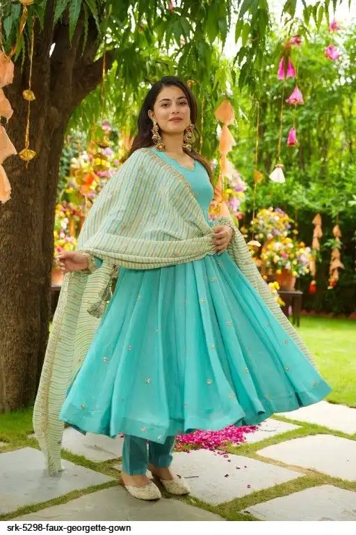 SRK 5298 FAUX GEORGETTE GOWN B