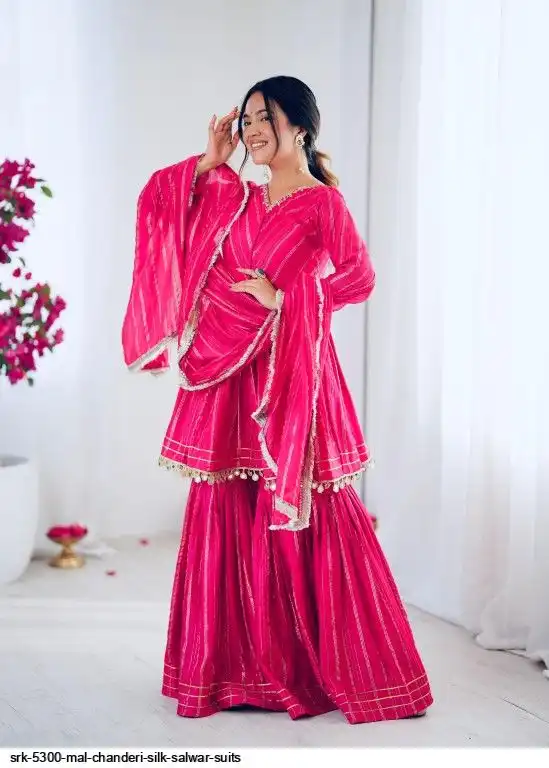 SRK 5300 MAL CHANDERI SILK SALWAR SUITS C