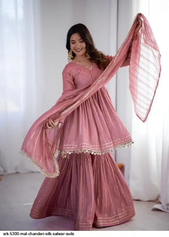 SRK 5300 MAL CHANDERI SILK SALWAR SUITS A