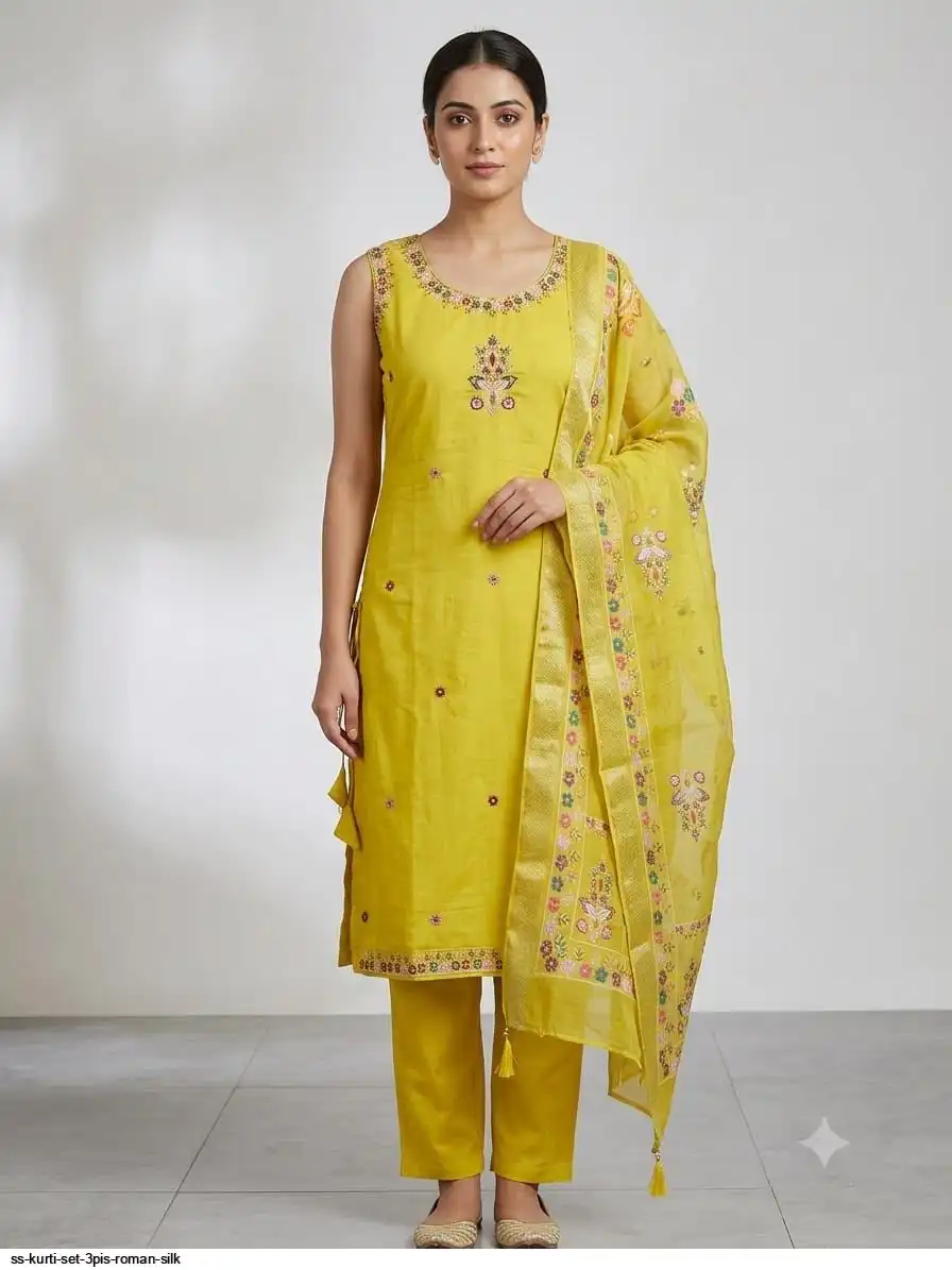 SS KURTI SET 3PIS ROMAN SILK B