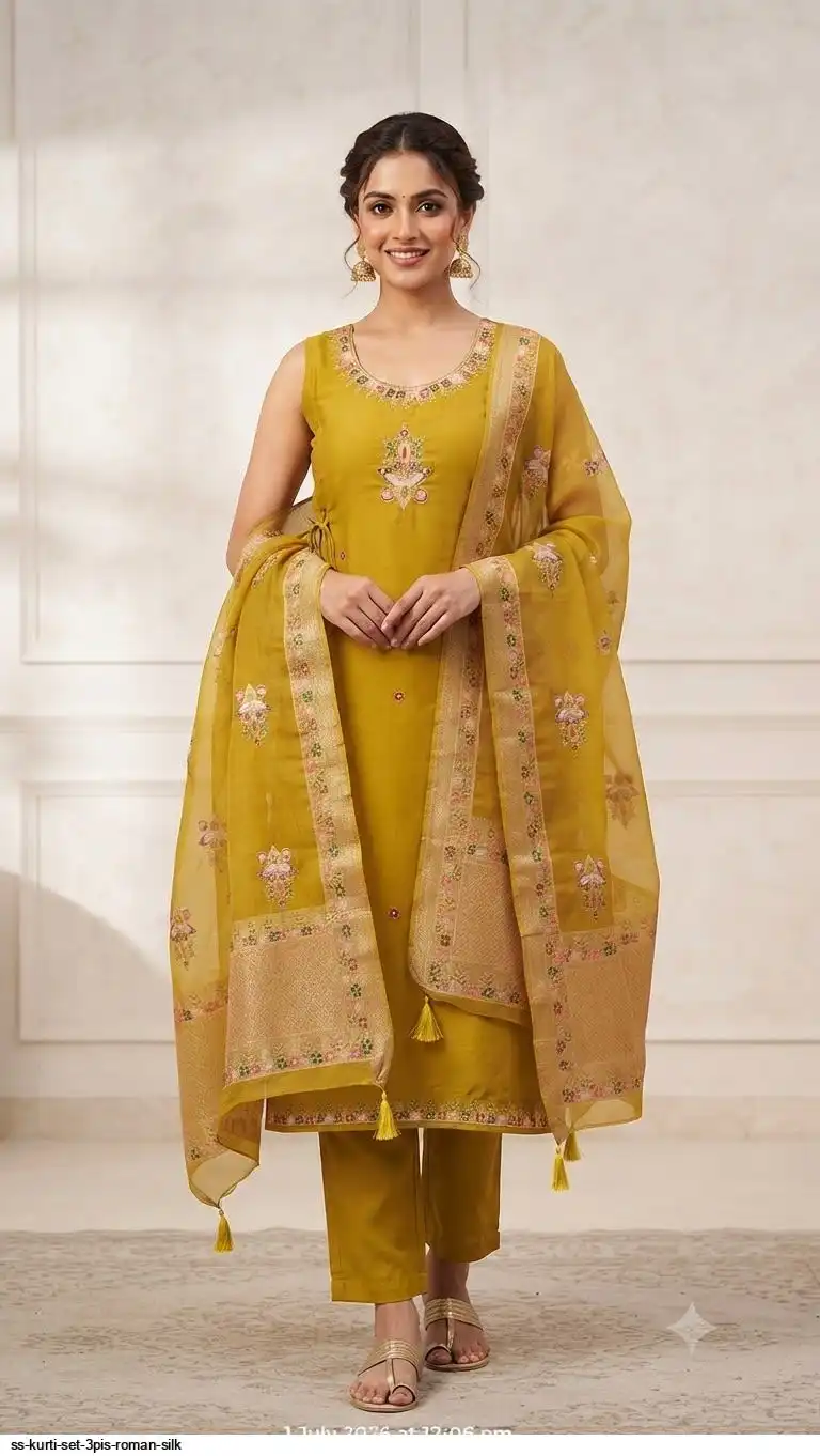SS KURTI SET 3PIS ROMAN SILK K
