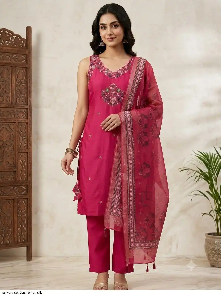 SS KURTI SET 3PIS ROMAN SILK J