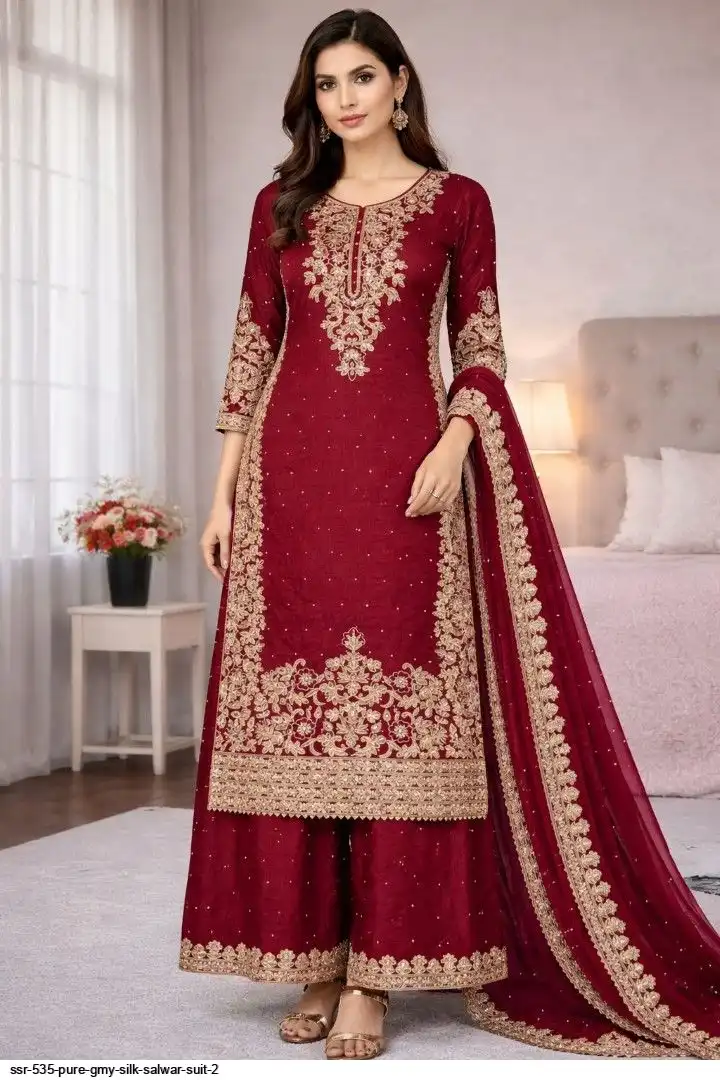 SSR 535 PURE GMY SILK SALWAR SUIT 2 A